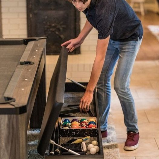 Atomic 7' Hampton 3-in-1 Combination Table Includes Billiards, Table Tennis Dining Table Dual Storage Bench Seating