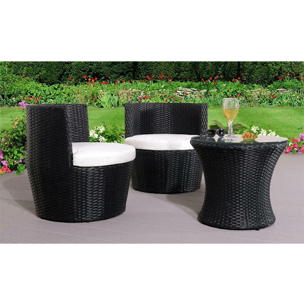 Rattan Wicker Bottle Shape Bistro Patio Set, Aluminium, Seat Pads