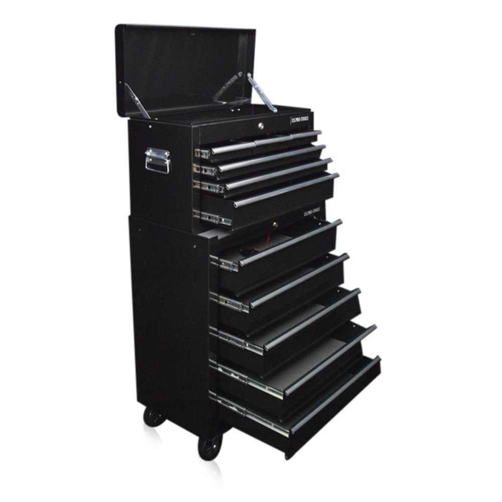 US PRO TOOLS Gloss Black Affordable Tool Chest Tool Box ROLLCAB Roller Tool Cabinet