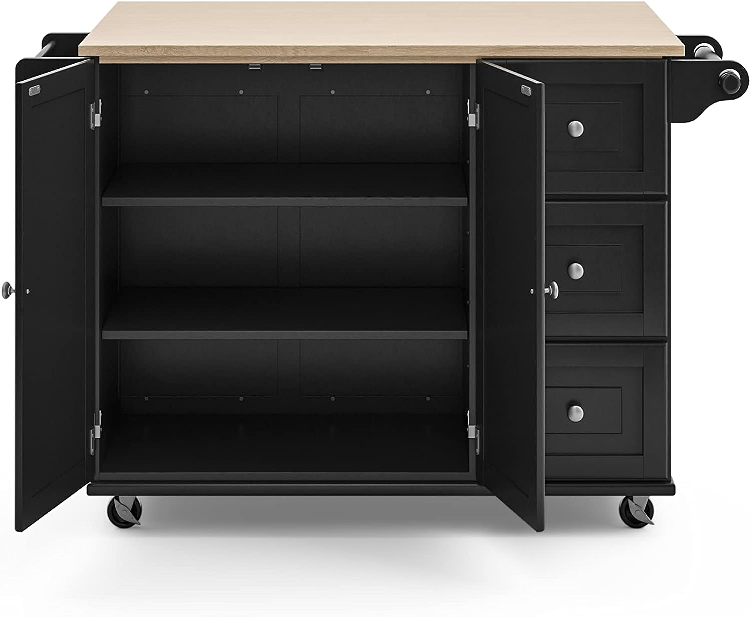Liberty Black Kitchen Cart with Wood Top by Home Styles