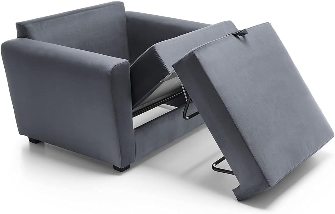 Abakus Direct  Olly Single Sofa Bed Foldable Convertible Lounger Armchair in Easy Clean Velvet Fabric