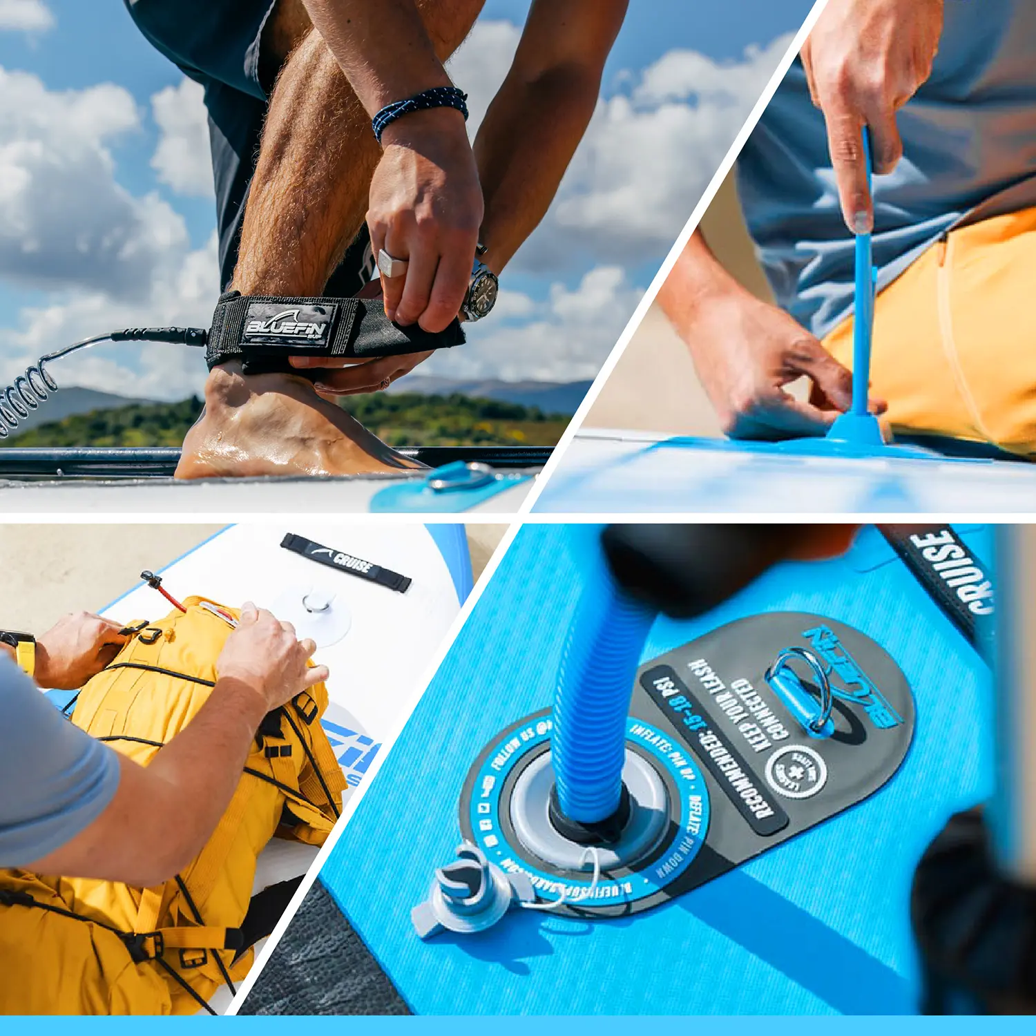 Bluefin SUP Inflatable Stand Up Paddle Board | 6” Thick | Kayak Conversion Kit | All Accessories | Multiple sizes: 10’8 | 12′ | 15′