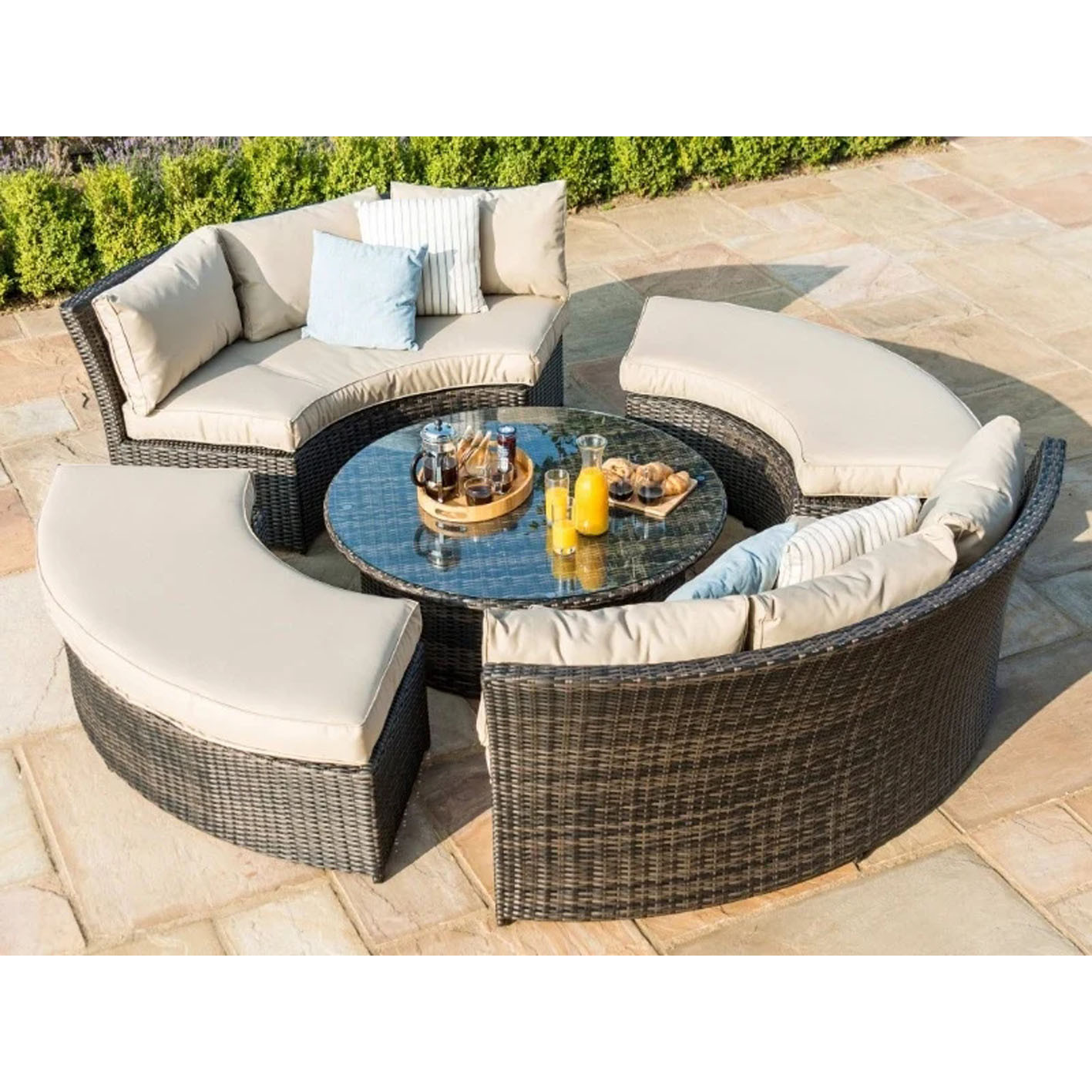 Maze Rattan Chelsea Lifestyle Suite with Glass Table Top Casual Set