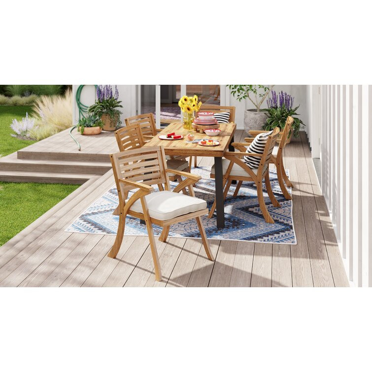 Rectangular 6 - Person 32.25'' Long Dining Set with Cushions