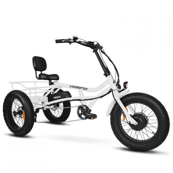 Addmotor Motan Electric Tricycle Adult, 750W 48V 17.5Ah Removable Battery, 20 Inch Fat Tire 3 Wheel Fat Tire Electric Bike, M-360 Electric Tricycle 350 lbs Carry Back Basket and Bag
