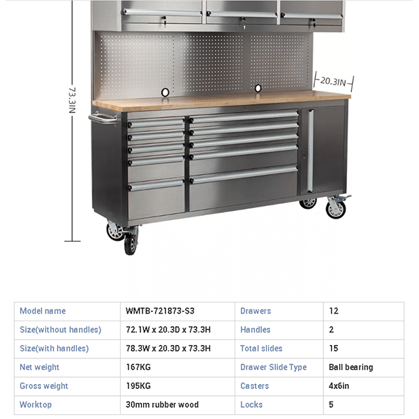 Industrial heavy duty tool box trolley toolbox 72 inch car tool cart