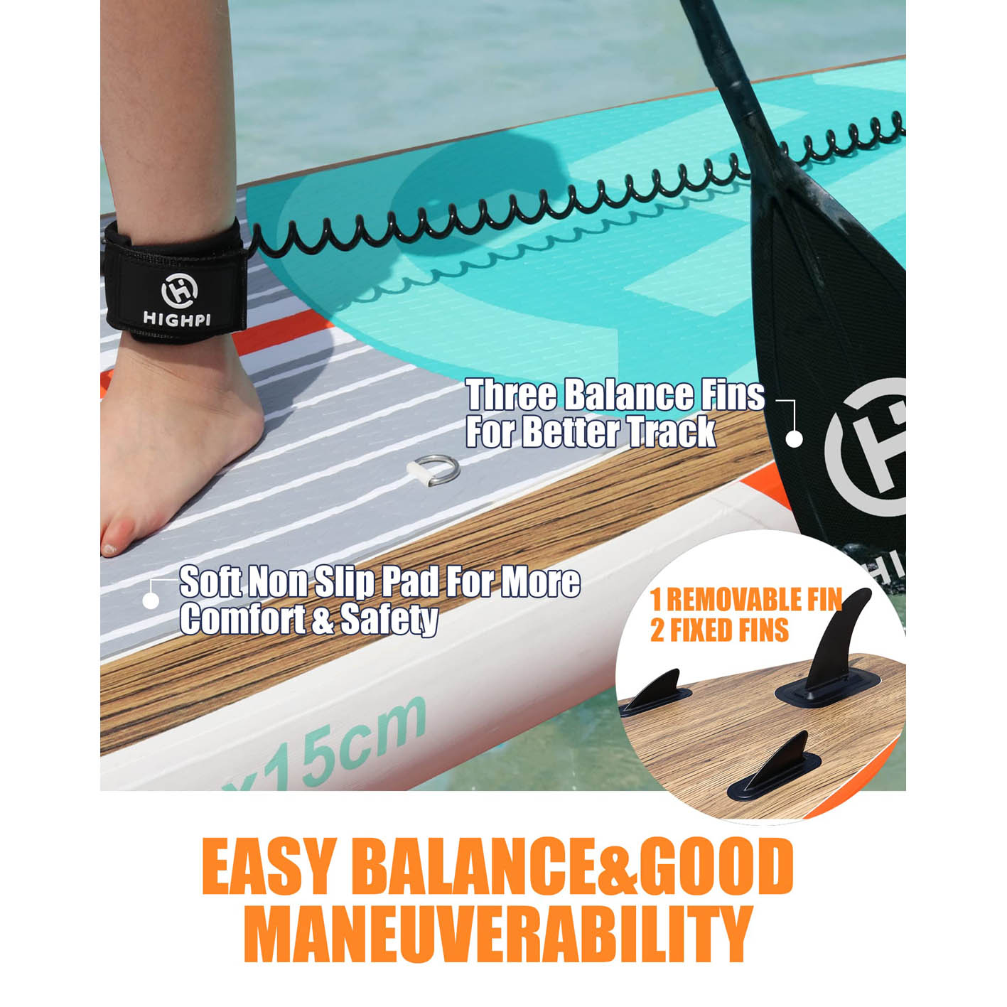 Highpi Inflatable Stand Up Paddle Board 11'x33''x6''W Premium SUP Accessories, Backpack, Wide Stance, Surf Control, Non-Slip Deck, Leash, Paddle and Pump