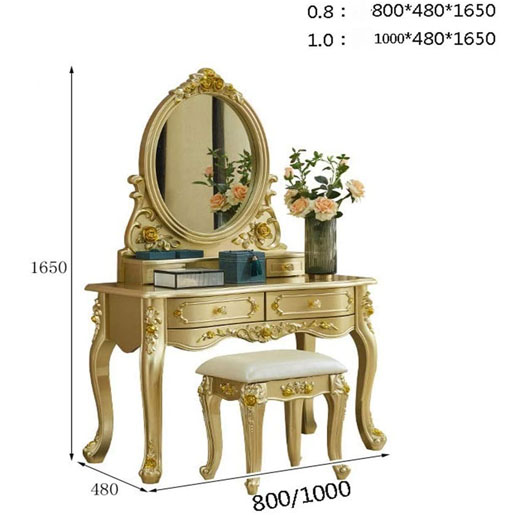 Dressing table bedroom furniture multifunctional European style dressing table champagne gold