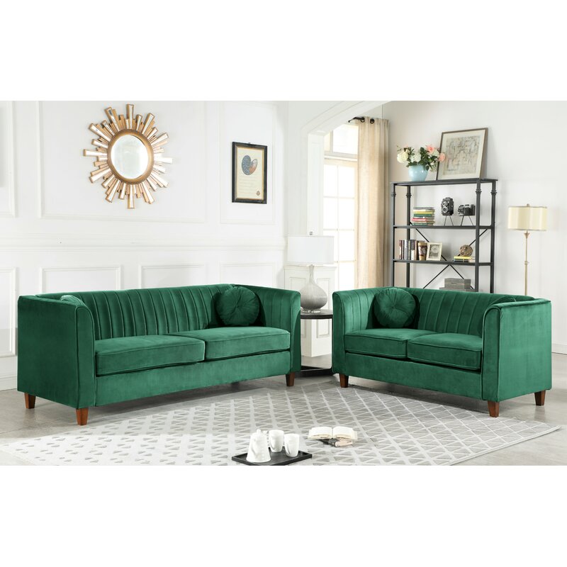 Cely 2 Piece Velvet Living Room Set