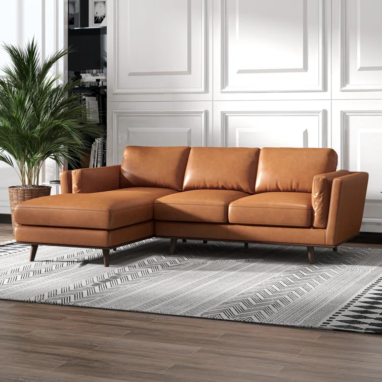 Marquette 92.9′′ Wide Genuine Leather Sofa & Chaise
