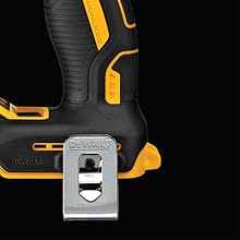 Side view of the 20V MAX * XR Brushless Cordless Hammer Drill belt clip.