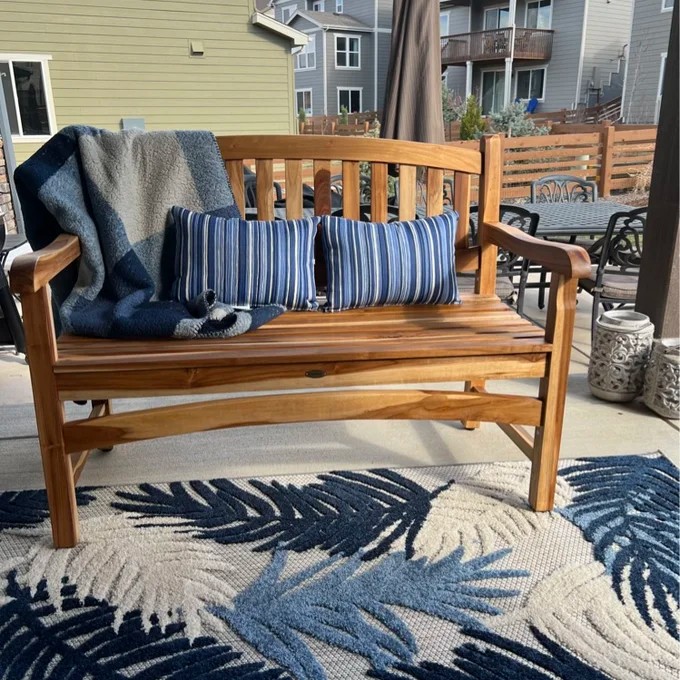 Teak Outdoor Bench 36.25'' H X 47.25'' W X 25.6'' D