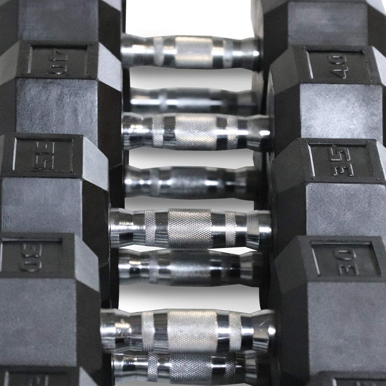 WF Athletic Supply Rubber Coated Hex Dumbbell Set with Dumbbell Rack