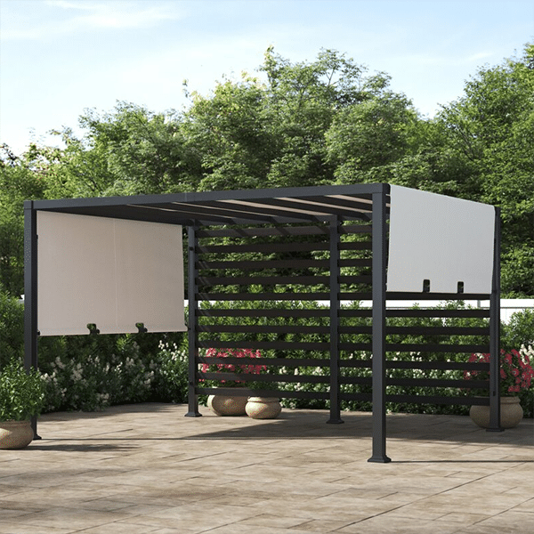 Soft backyard 12 feet. Width x 10 feet. D Steel pergola with canopy