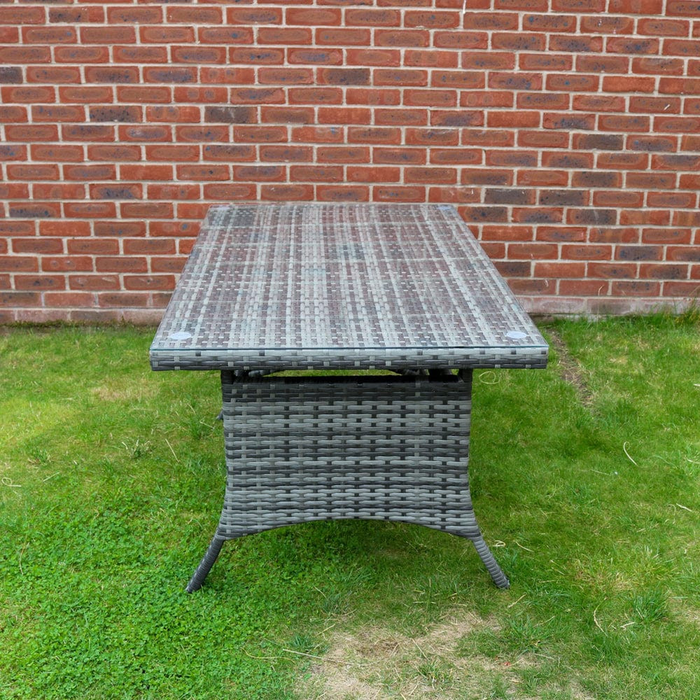 ROSEN 9 Seat Rattan Outdoor Dining Table with Cushions - Grey