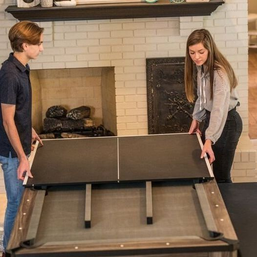 Atomic 7' Hampton 3-in-1 Combination Table Includes Billiards, Table Tennis Dining Table Dual Storage Bench Seating