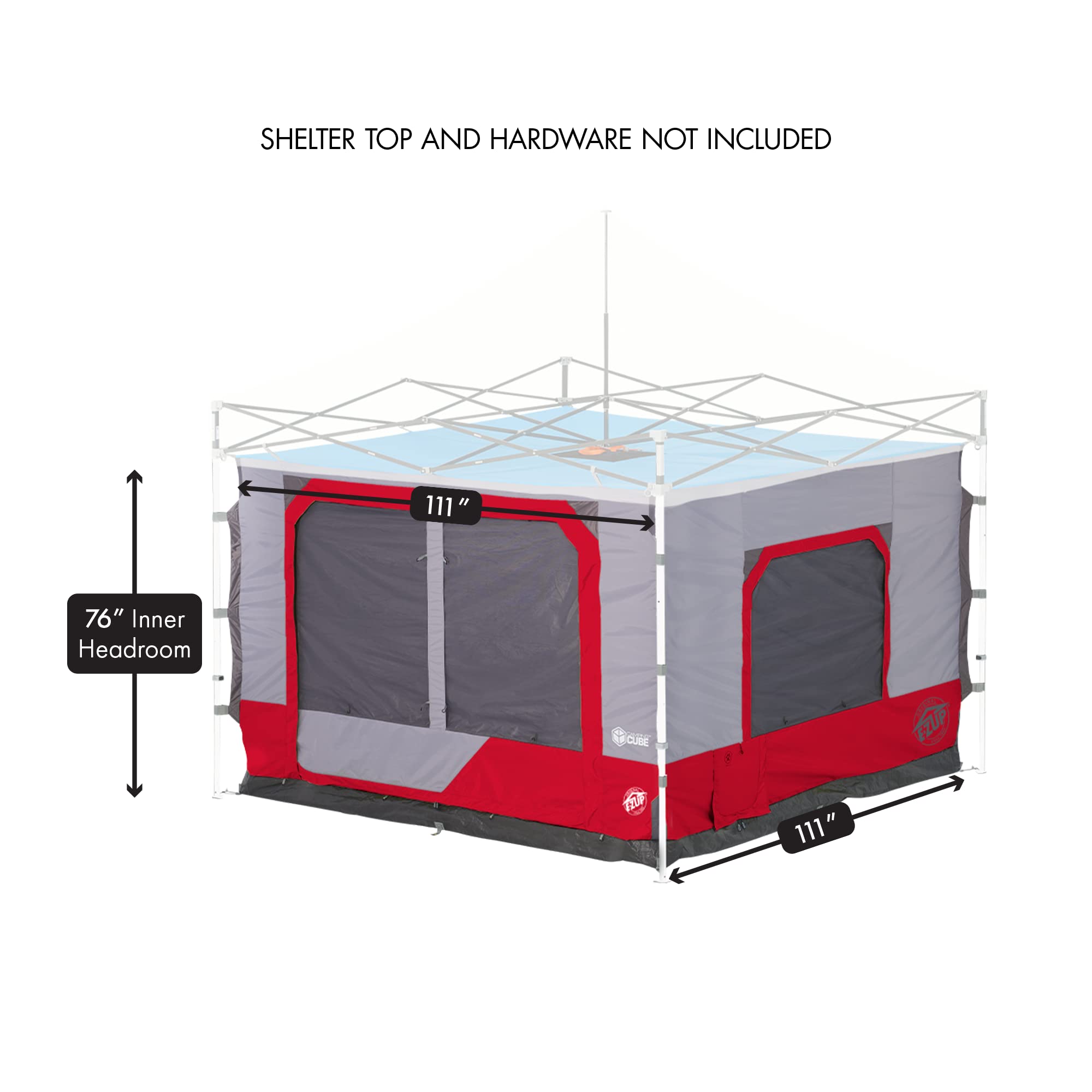 E-Z UP Camping Cube 6.4, Converts 10' Straight Leg Canopy into Camping Tent, Punch
