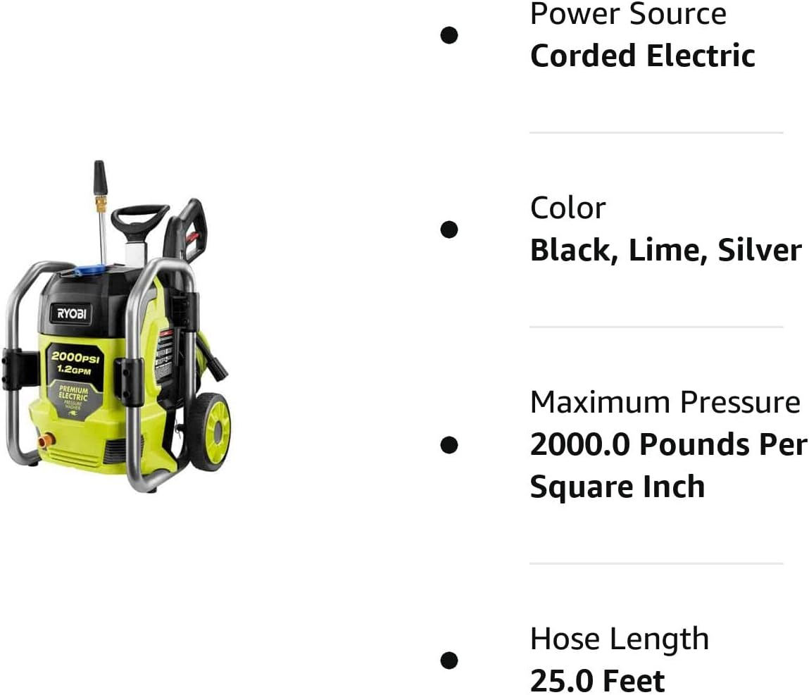 RYOBI 2000 PSI 1.2 GPM Cold Water Electric Pressure Washer