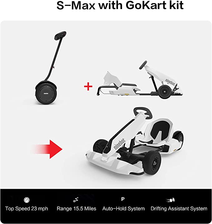 Segway Ninebot Electric GoKart Pro and Gokart Bundle, Outdoor Race Pedal Go Karting Car for Kids and Adults, Adjustable Length and Height, Ride On Toys