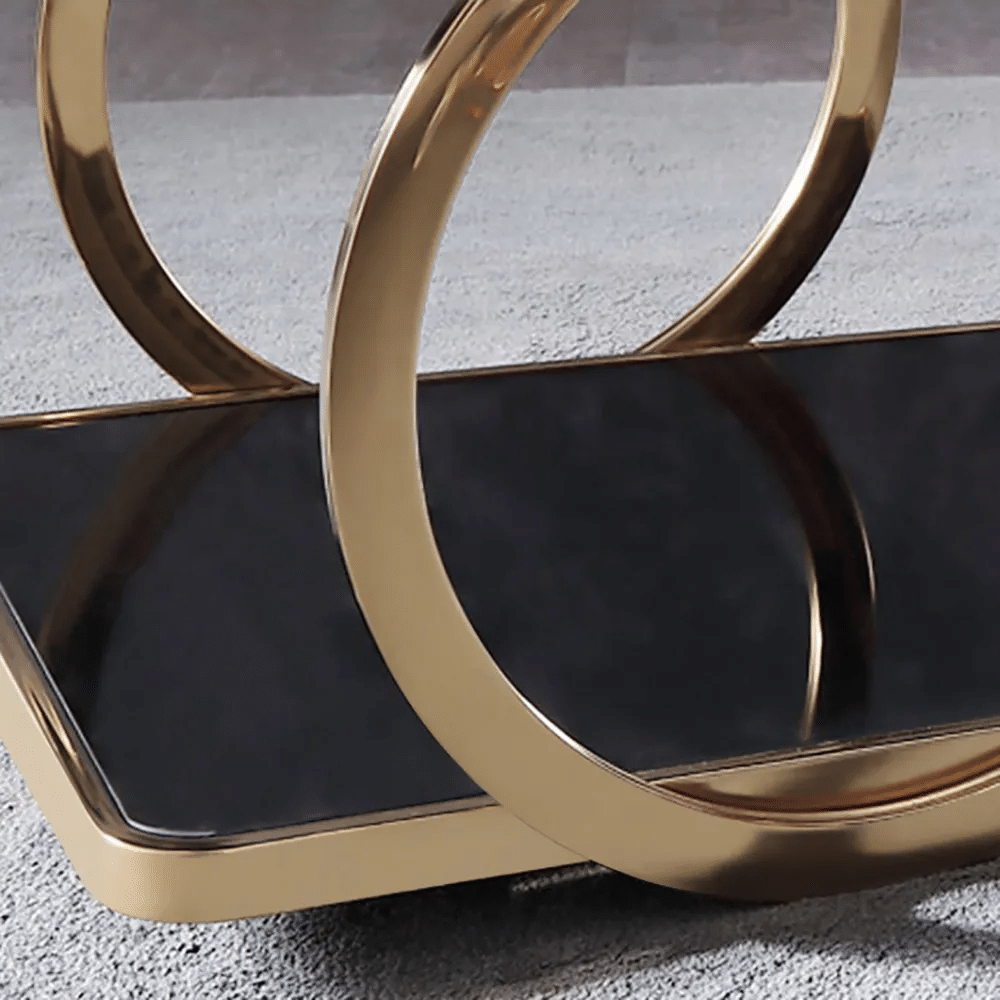 Modern Rolling 3-Tier Bar Cart on Wheel with Handle in Black & Brushed Gold Style A