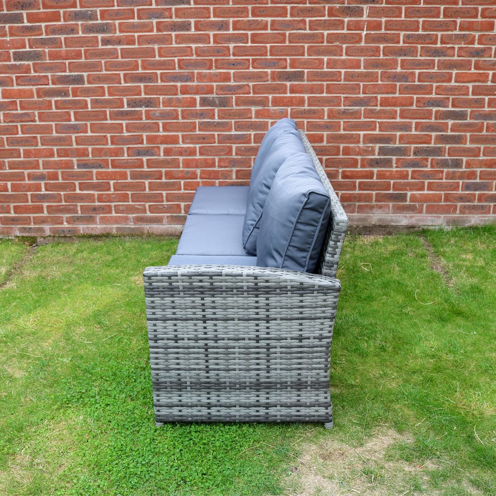 ROSEN 9 Seat Rattan Outdoor Dining Table with Cushions - Grey