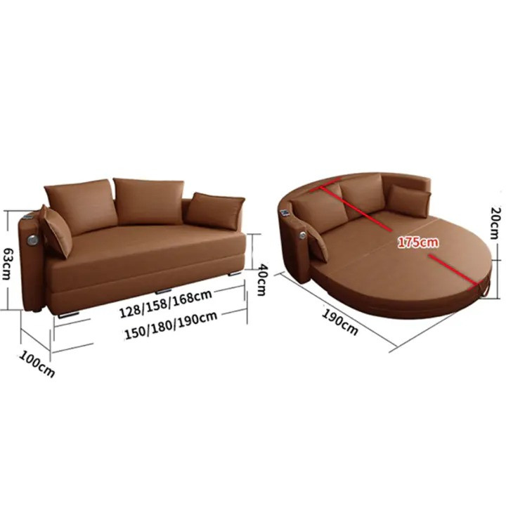 Round sofa bed folding dual-purpose multifunctional sofa