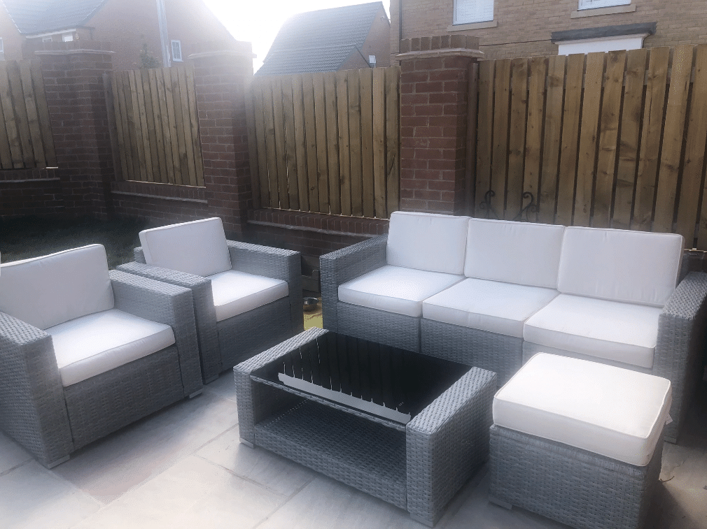 6 Person Grey Outdoor Sofa Table Set