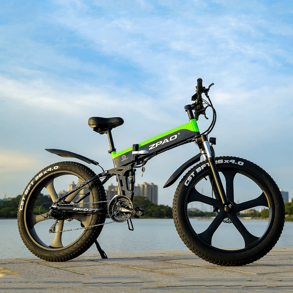 2915-ZPAO Electric Bike Fat Tire 48V Lithium Battery Folding Bike 1000W Beach Off-Road Snow Electric Bike 21 Speed Mountain Bike