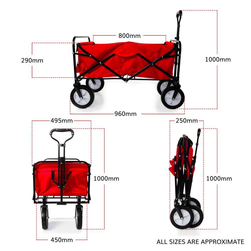 Heavy Duty Foldable Garden Trolley Cart Wagon