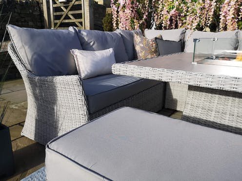 Aruba Rattan Outdoor Corner Sofa Set Fire Pit