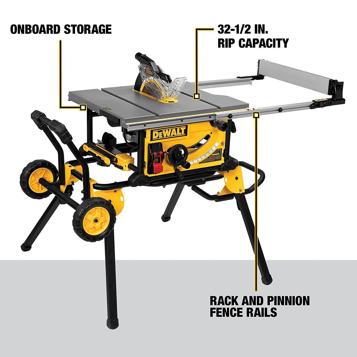 DEWALT 10-Inch Table Saw, 32-1/2-Inch Rip Capacity (DWE7491RS) 10-Inch Tablesaw w/Stand Tablesaw