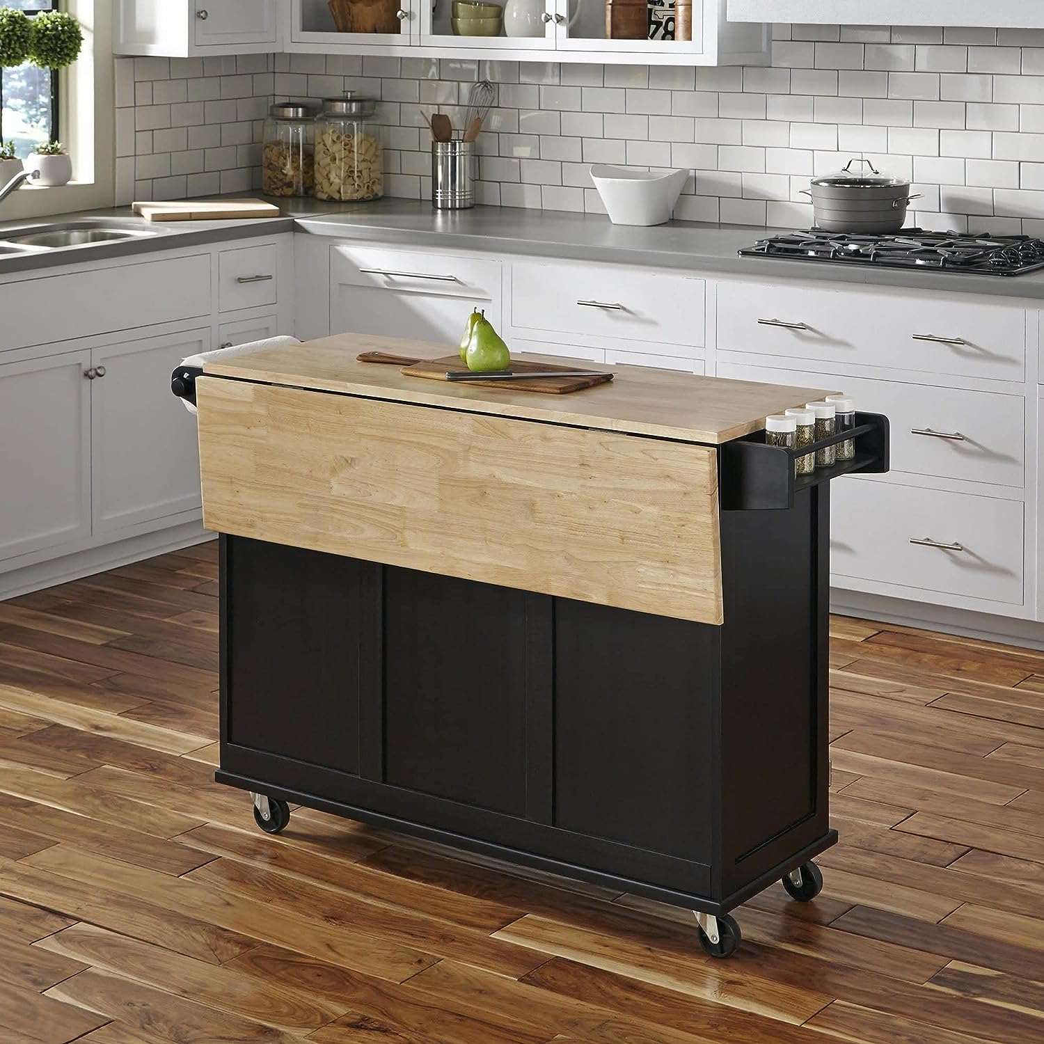 Liberty Black Kitchen Cart with Wood Top by Home Styles