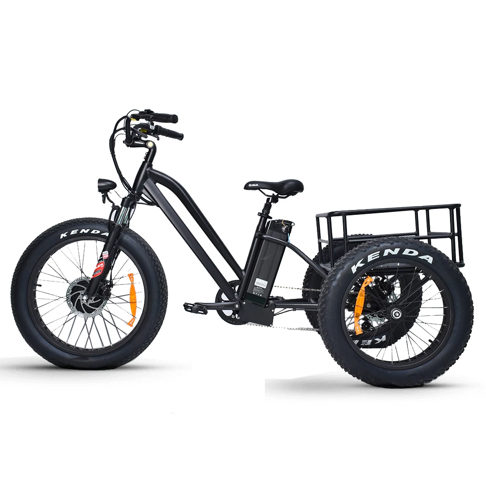 Electric Fat Trike 48V 1000W snowmobile Electric three-wheeled fat ebike 20-24inch wheel electric CARGO ebike