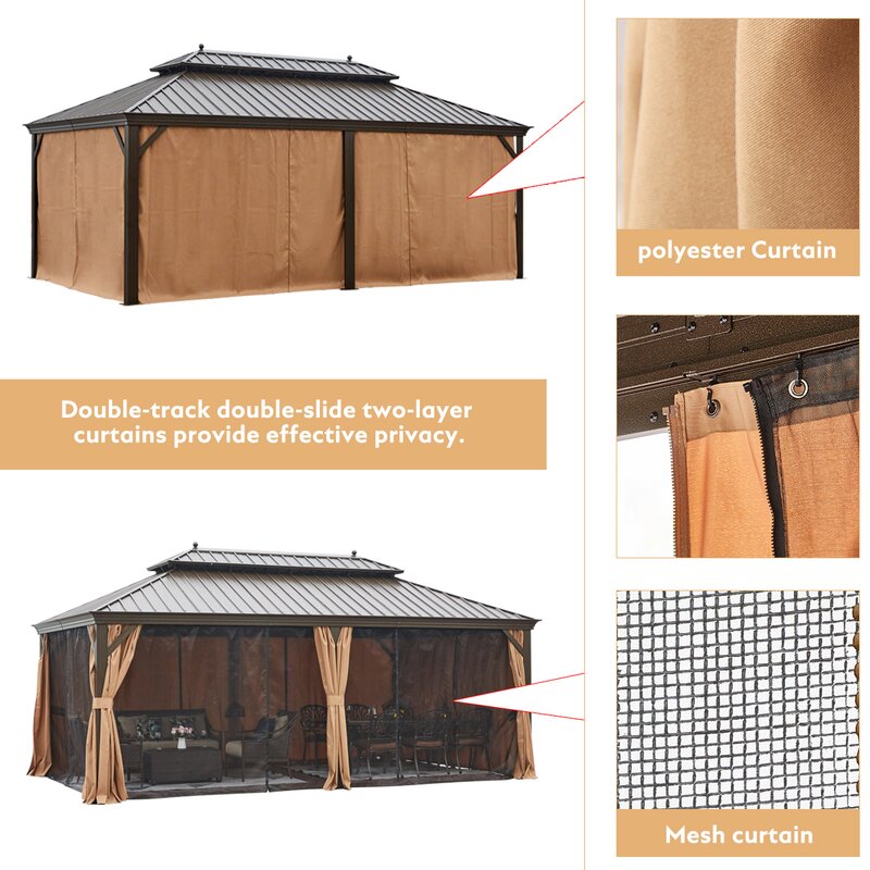 20 Ft. W x 12 Ft. D Galvanized Steel Patio Gazebo