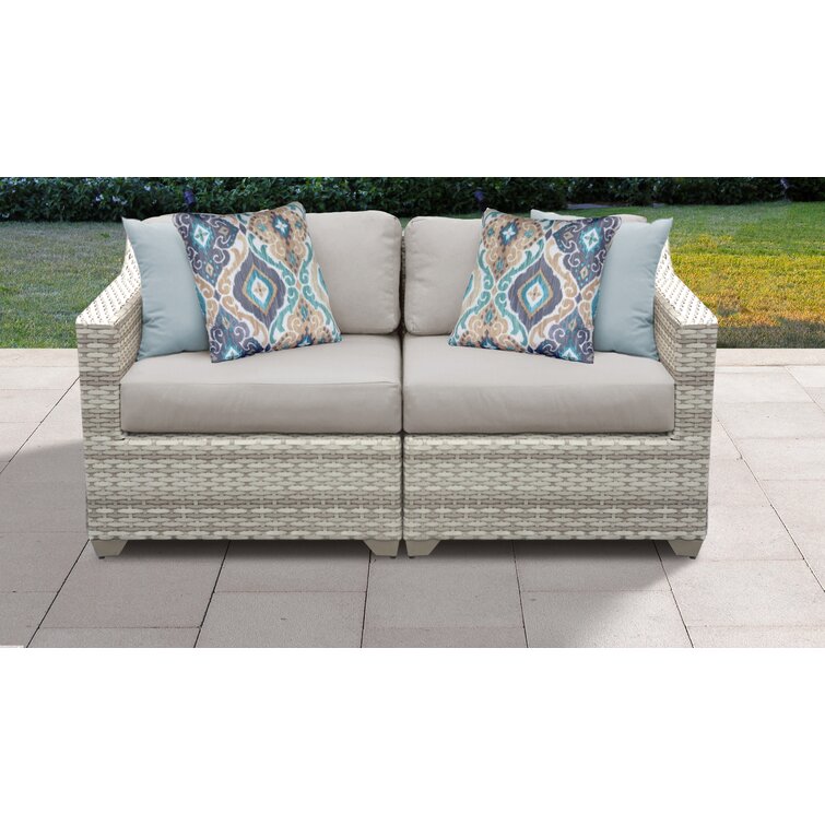 Falmouth 70'' Wide Outdoor Wicker Loveseat with Cushions