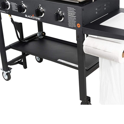 Blackstone 36′′ Cooking Station 4 Burner Propane Fuelled Restaurant Grade Professional 36 Inch Outdoor Flat Top Gas Griddle with Built in Cutting Board, Garbage Holder and Side Shelf (1825), Black