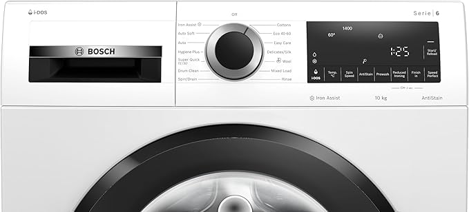 Bosch WGG254Z0GB Series 6, Free-Standing Washing Machine Front Loader, A Rated, 10 kg, 1400 rpm, Iron Assist, Speed Programme, White [Energy Class A]