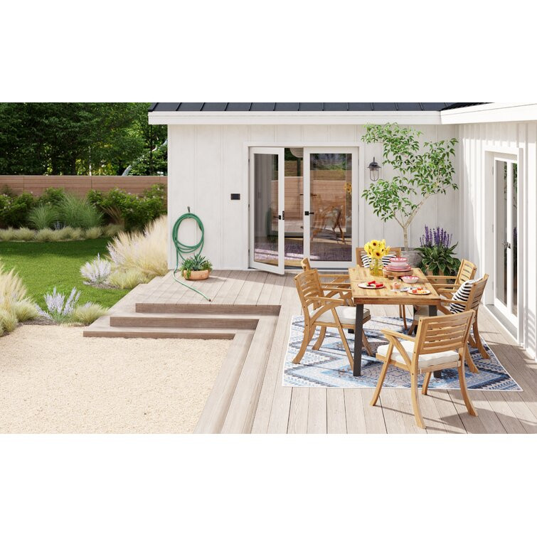 Rectangular 6 - Person 32.25'' Long Dining Set with Cushions