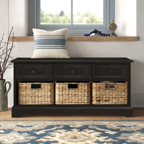 Adayla Solid Wood Drawers Storage Bench
