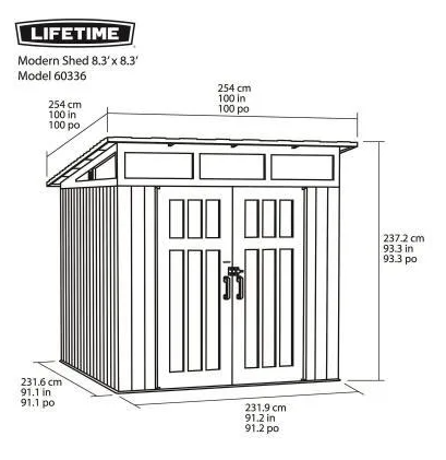 LIFETIME 8.3 FT. X 8.3 FT. OUTDOOR STORAGE SHED