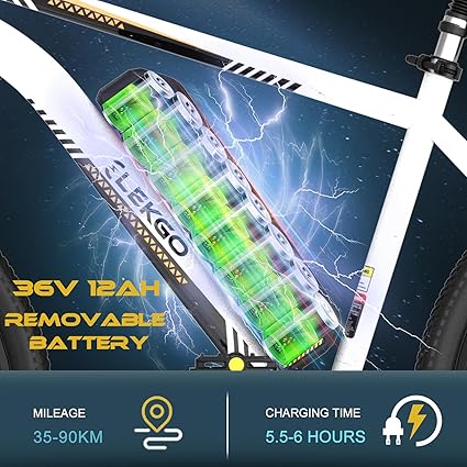 Electric Bike, 26 Inches E Bike Men Women, 36V Removable Lithium Battery, 250W Motor MTB, Mountain Bike with 7 Speeds Electric Bike range of Over 65KM, Shock Absorbing Seats