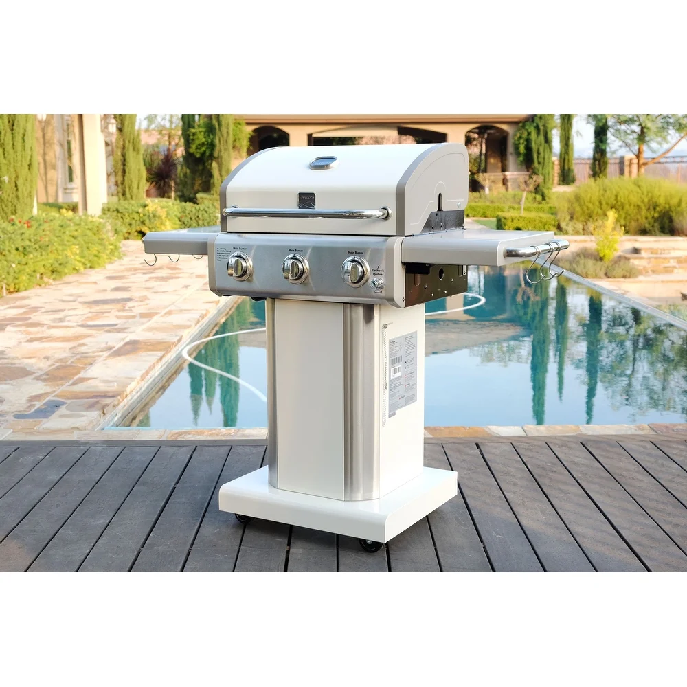Kenmore 3 Burner Pedestal Grill with Foldable Side Shelves - product size:1298*613*1145mm