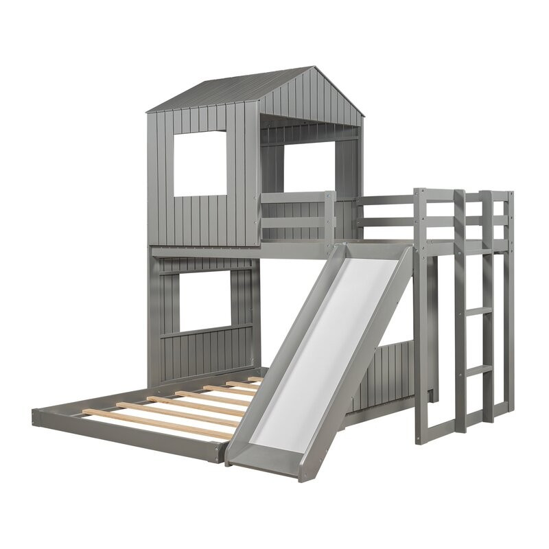 Treehouse bed children's secret base bunk bed high and low bed combination bunk solid wood small house princess bed