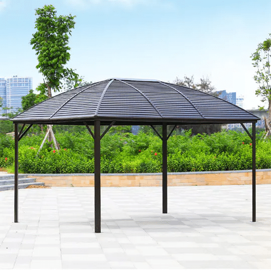 3x4meter Aluminum frame Roof Gazebo Solid Roof Party Galvanized Luxury Garden Gazebo Curved Metal Roof Hard Top Gazebo