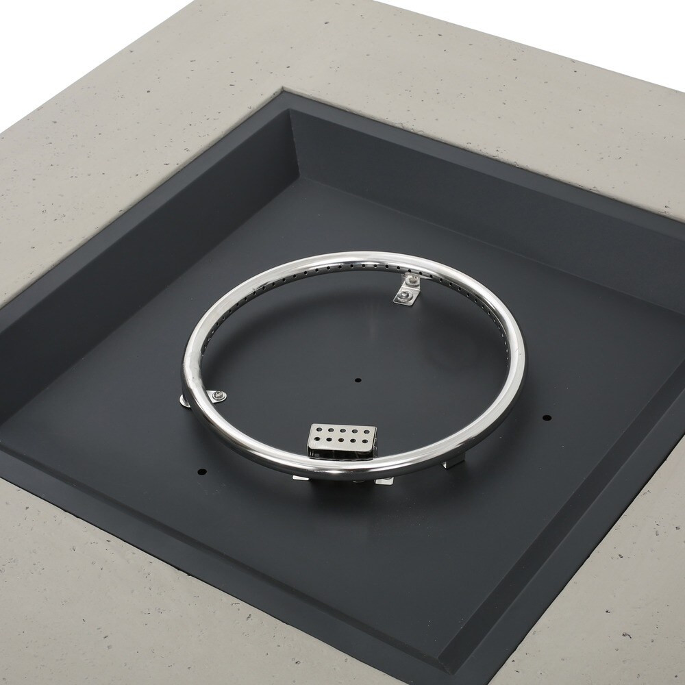 Cape Coral Outdoor Aluminum V-Shape Sectional Sofa Set with Fire Table by Christopher Knight Home - Grey + Light Grey