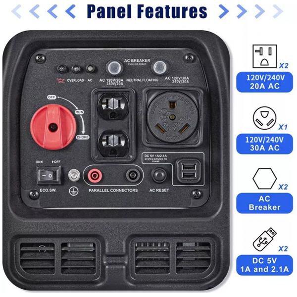 3300W ultra-quiet portable generator, gas powered, in line with EPA standards