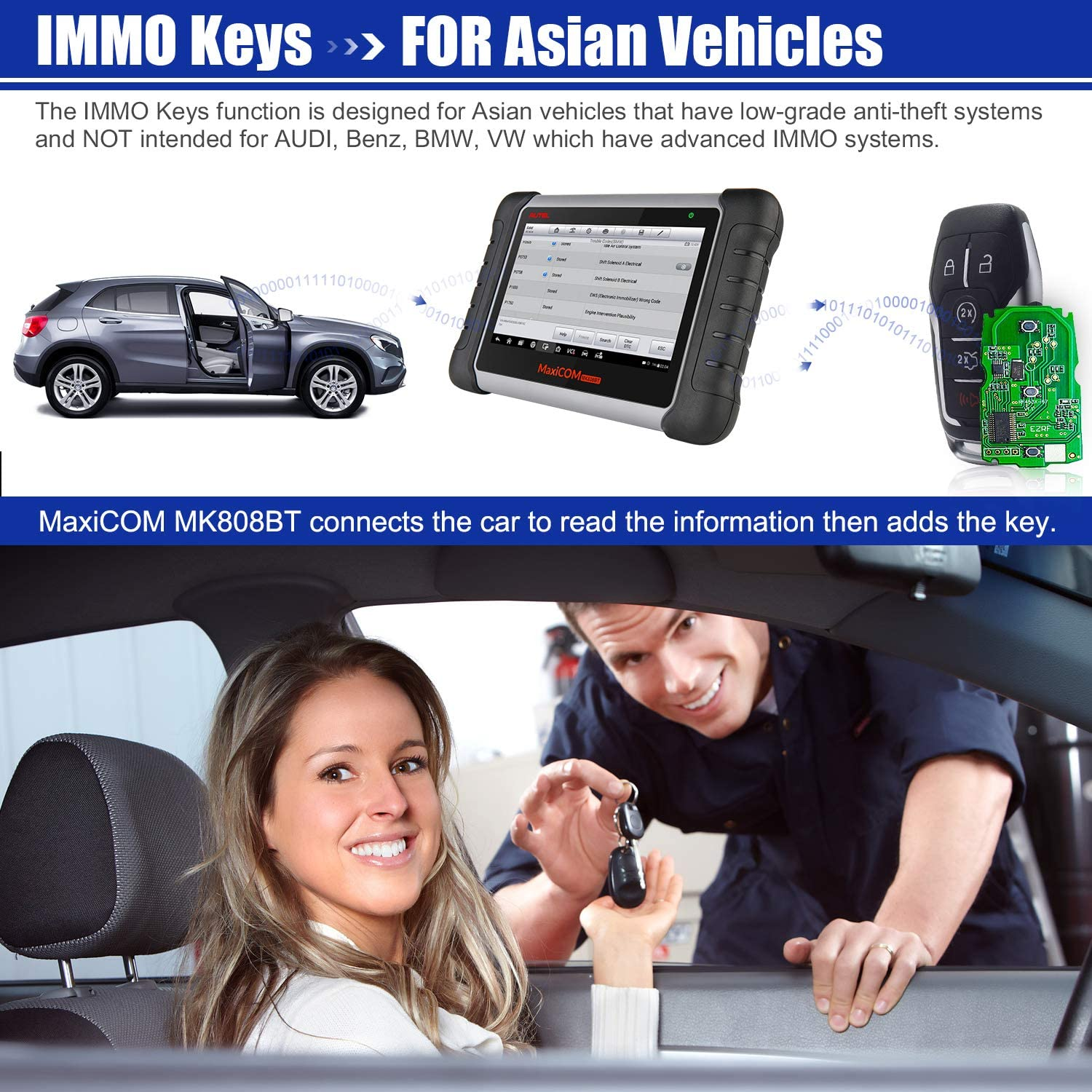 Autel MaxiCOM MK808BT Car Diagnostic Scan Tool, 2022 Newest Upgraded Ver. of MK808, MX808, All Systems Diagnosis & 25+ Services, ABS Bleed, Oil Reset, EPB, SAS, DPF, BMS, Throttle, Injector Coding