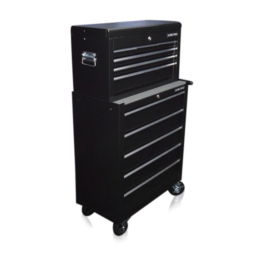 US PRO TOOLS Gloss Black Affordable Tool Chest Tool Box ROLLCAB Roller Tool Cabinet