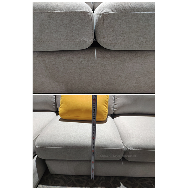 European style wood legs upholstery reclinable 3 seater modern gray fabric sectional couch living room sofa set with chaise