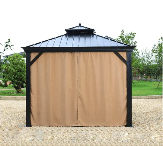 10'x12' steel hardtop aluminum permanent pavilion with 2 levels with side walls